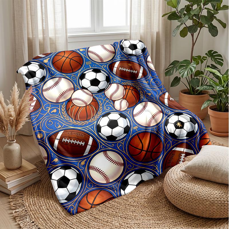 Sports Ball Pattern Theme blanket Lightweight Warm Flannel Blanket Decorative Throw Blanket for Home Decoration