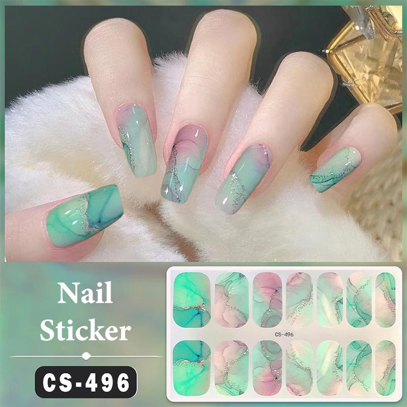 Bez lampy do utwardzania Wodoodporne naklejki na paznokcie Pełne krycie Naklejki na paznokcie Mocne i niełatwe do odpadnięcia 14 paznokci/zestaw Wielokolorowe plastry na paznokcie