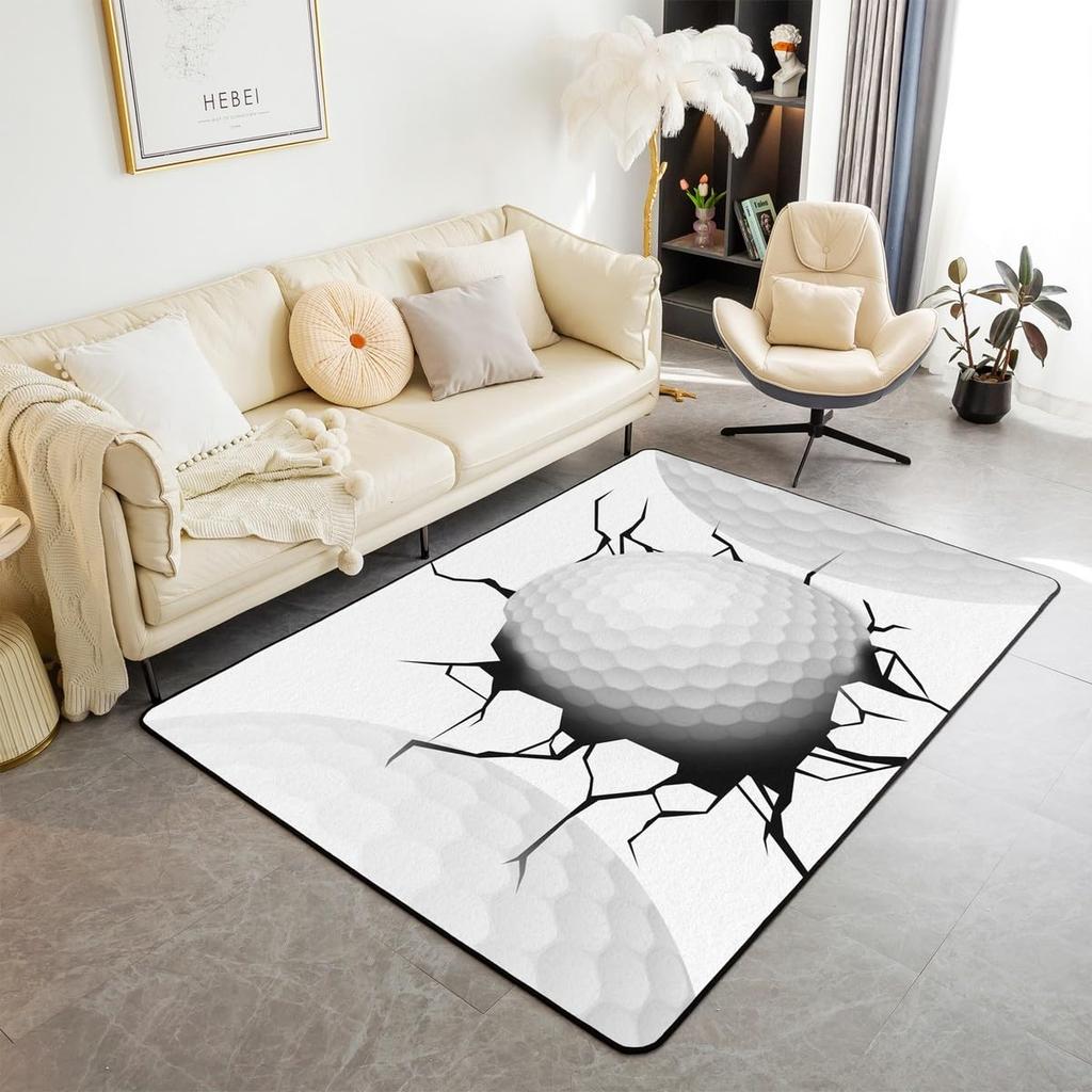 Erosebridal Baseball Area Rug 3x5, Ball Sports Rectangular Carpet for Living Room Bedroom, Vintage Laces Games Printed Kids Girls Washable I