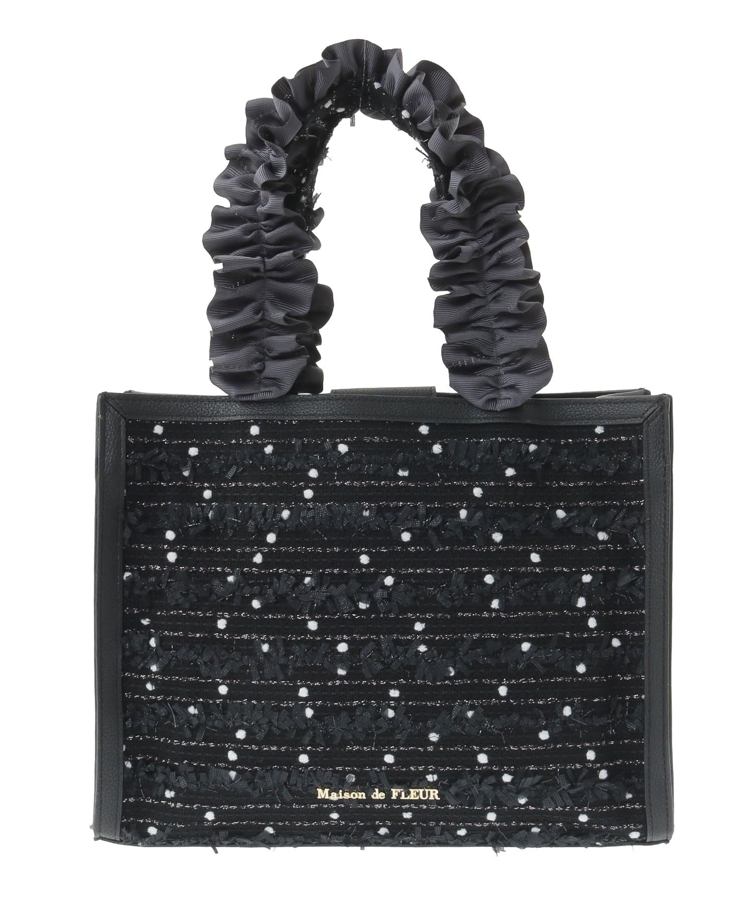 

Maison de Fleur Linton Tweed Square Frill Tote 08000658300 Women s Bag, Black, чёрный