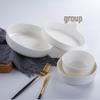 Korean Style White Bone China Vertical Stripe Dish - Shallow & Deep Options