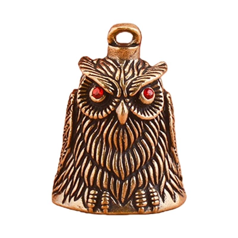 

Handcrafted Antique Metal Owl Bells Pendant Charm Keychain Good Luck Ornament Home Decors Gift For Key Bags Windchimes 1