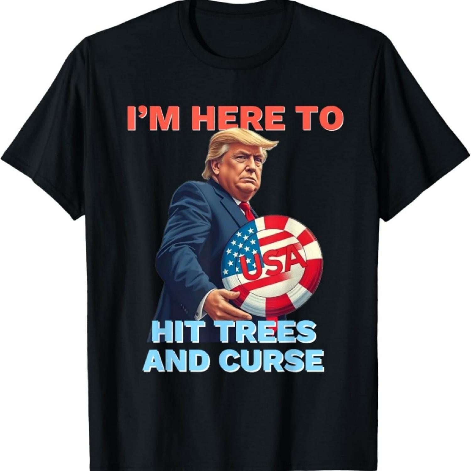 

Disc Golf Shirt Funny Hit Trees and Curse Retro Disc Golf T-Shirt XXXXXL чорний