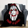1pc Saw Billy the Puppet Outdoor Blanket Lightweight Flannel, Soft & Warm, All Season Use for Sofa, Outdoor, Camping, Living Room, Office, Chair