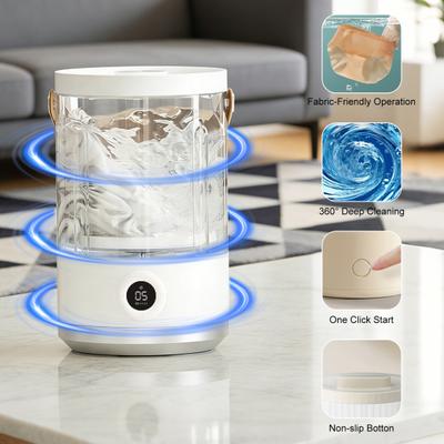 Tragbare Mini-Waschmaschine Wäschebecher Kompakte Reisewaschmaschine für Unterwäsche Socken Babykleidung Wiederaufladbarer Typ-C-Ladeanschluss Kleine Waschmaschine