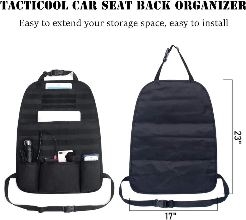 Universal Car Seat Back Organizer Tactical Molle Car Seat Organizer Storage Bag Self-driving Hunting Seat Cover Bag Accessories