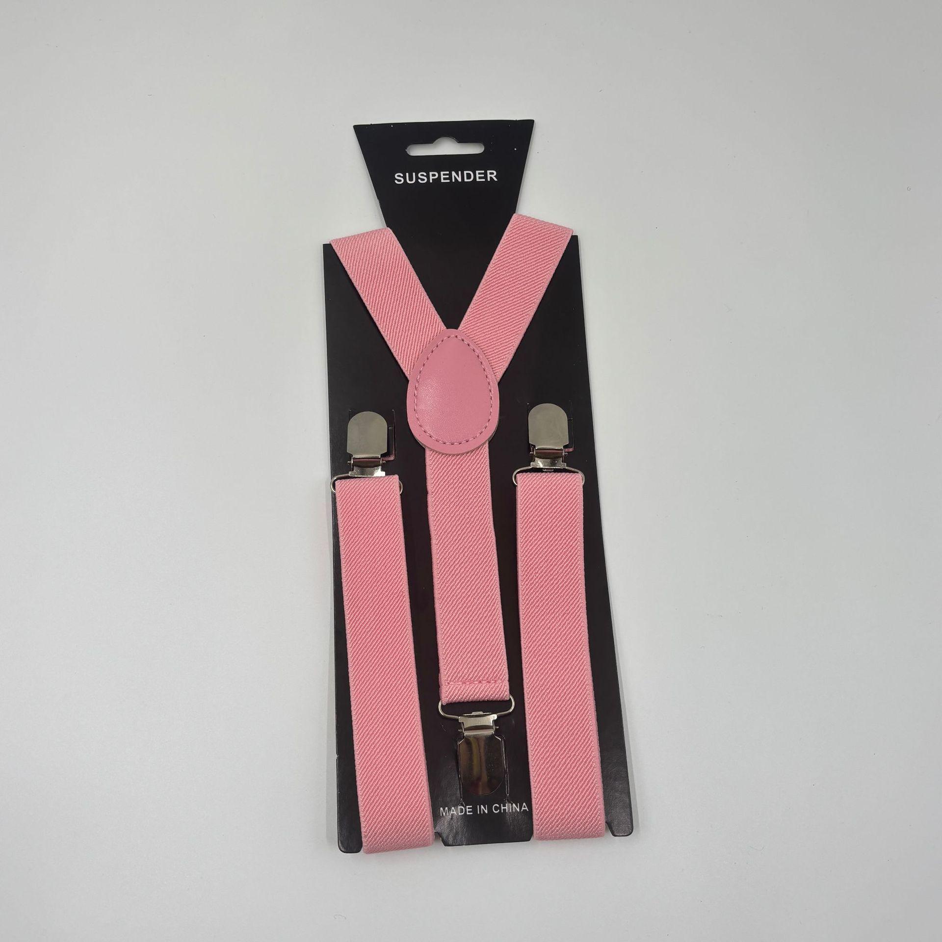 

Детский универсальный однотонный набор подтяжек Y-образной формы и галстука-бабочки (3-клипсы, 85 см) светло-розовый