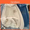Kapuzenpullover mit besticktem Buchstabenmuster, dick, für Damen, lockere Passform
