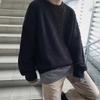 Pull Tricot Homme Ample Couleur Unie Col Rond Couche de Base Hiver Style Hong Kong Décontracté Pull Col Ras Automne Hiver