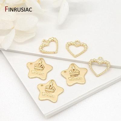 New Trendy 14K Gold Plated Small Hearts Pendants Cute Pentagram Pendant Charms DIY Jewellery Making Finding Accessories