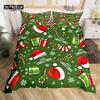 Christmas Duvet Cover Cartoon Snowman Deer Reindeer Bedding Set Twin Size Microfiber Cute Gingerbread Stocking Comforter Cover