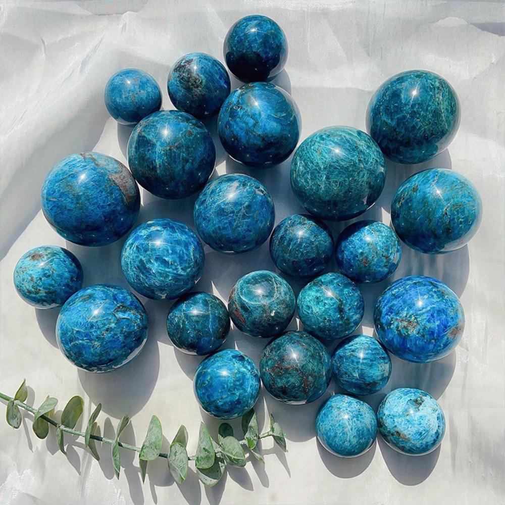 Natural Blue Apatite Healing Crystal Sphere Polished Energy Crystal Balls Rock Crystal Quartz Gemstone for Home Decorations