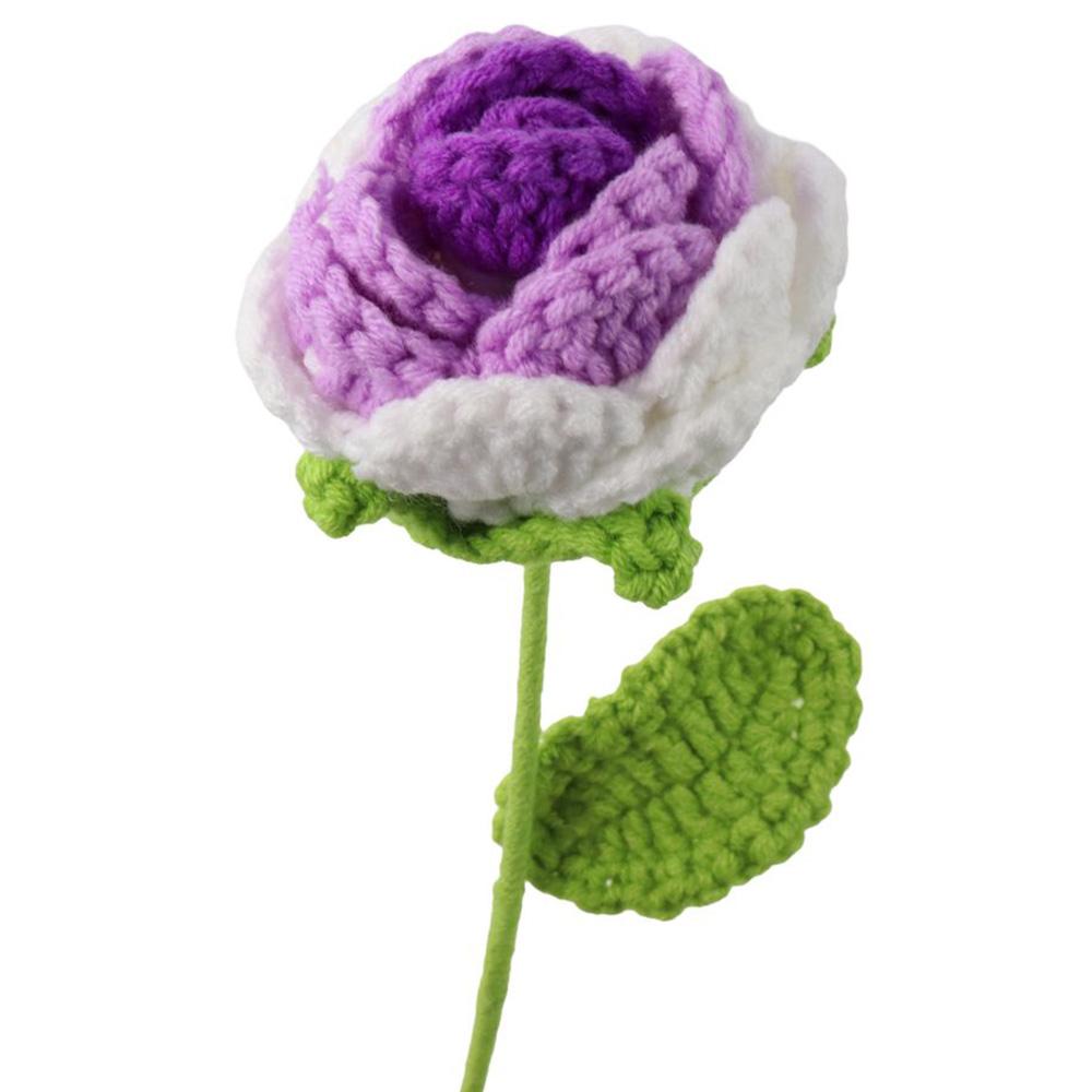 Bouquet Home Table Decor Woven Knitting Flower Artificial Flower Hand Knitting Rose Fake Flowers