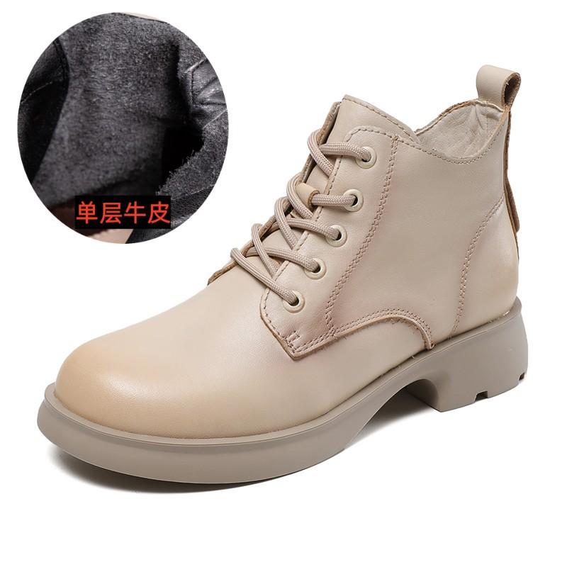 2025 autumn and winter new leather retro British Martin boots V-mouth lace-up ankle small short boots thin boots women's boots