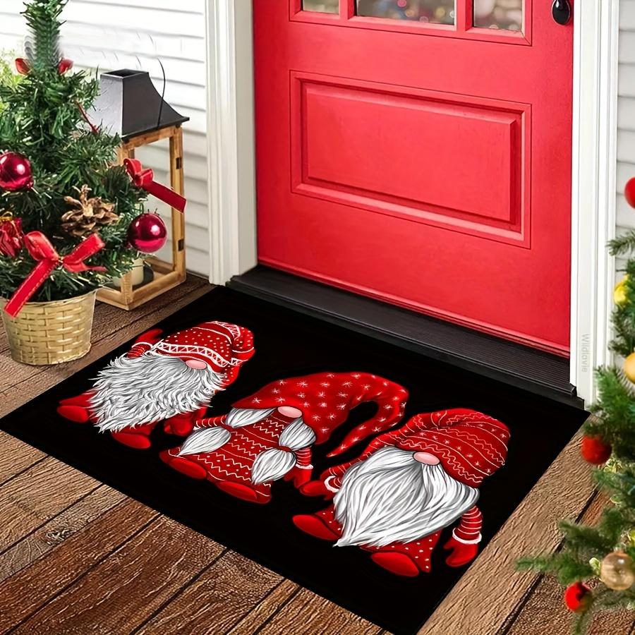 1pc Christmas Slogan Decorative Floor Mat Area Rug Doormat Non-Slip Easy-Clean Rug for Entryway Patio Holiday Home Decor Gift