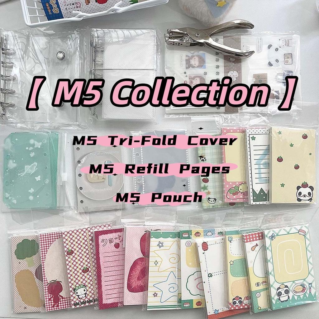 M5 Mini Binder Refill Pages Clear PP Cover Photo Album Portable 5-Hole Budget Planner Photocard Holder with Sleeves for School