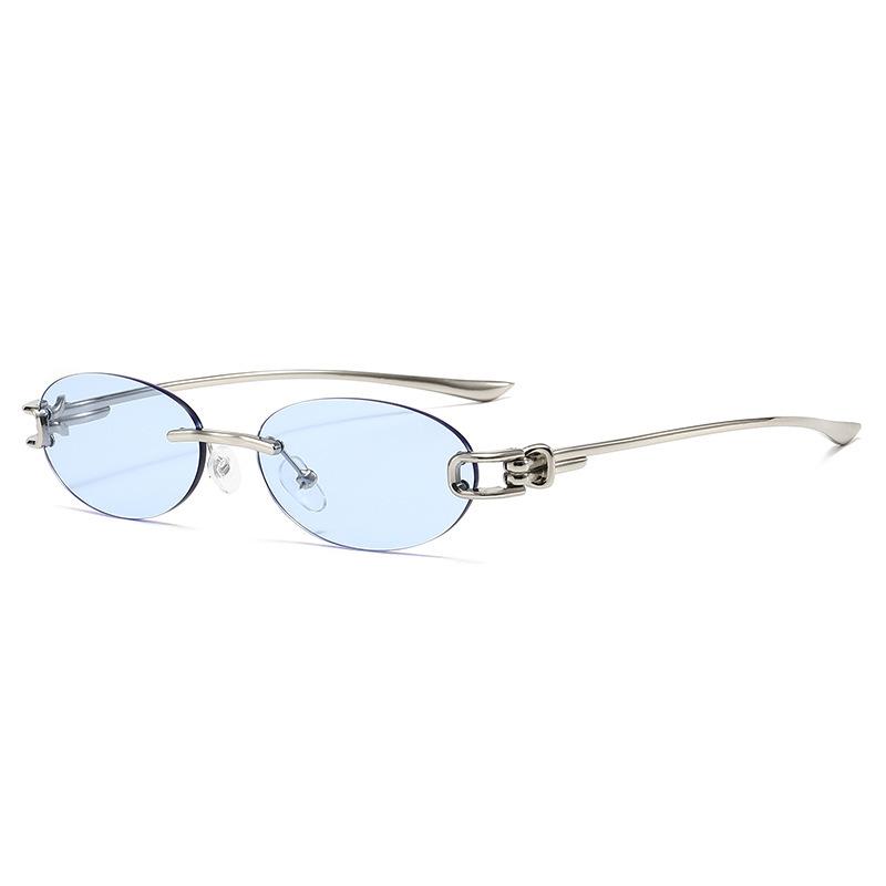 New sunglasses, simple casual frameless sunglasses, high-end glasses, men's and women's street photography, and trendy sunglasses