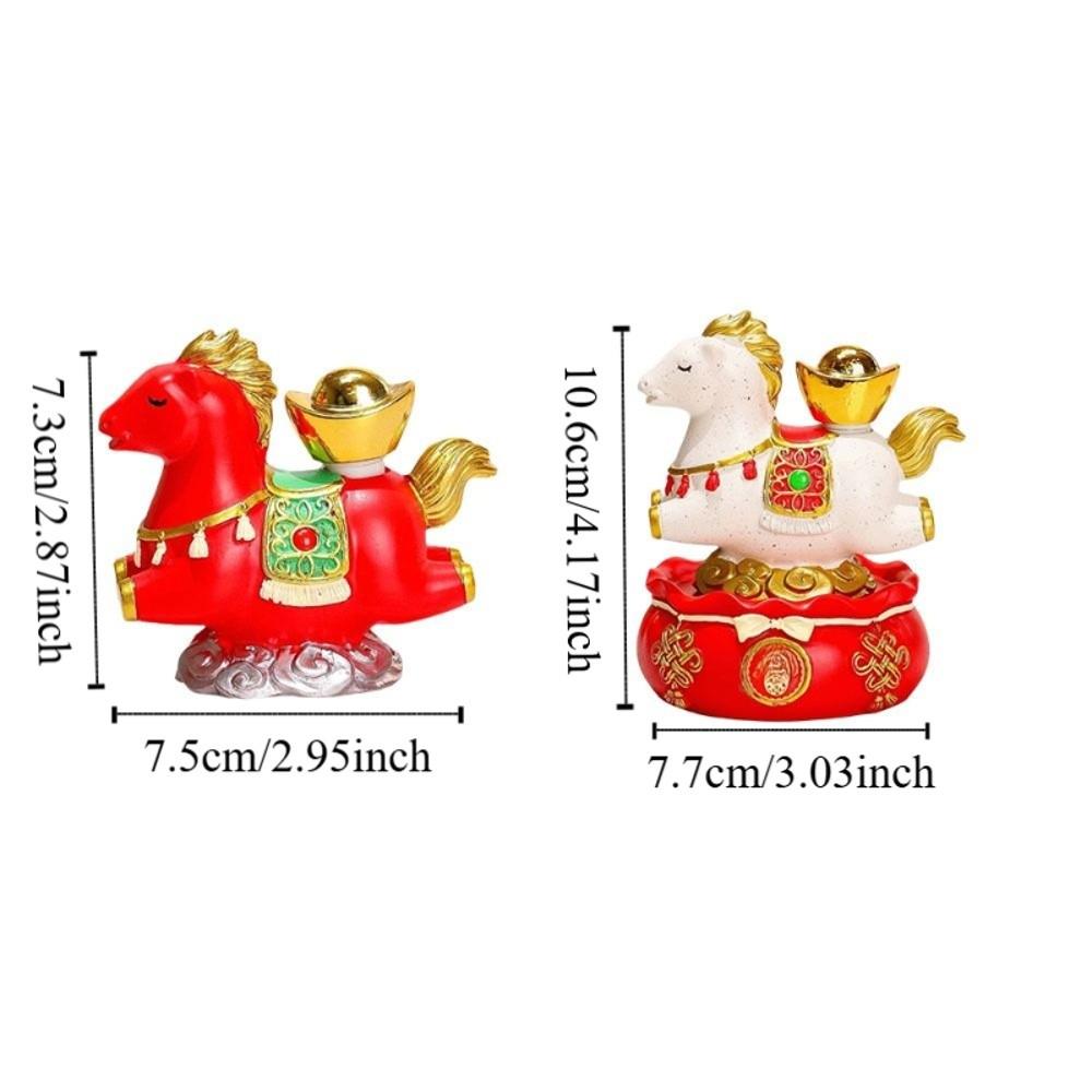 Resin New Year Mascot Miniature Desktop Ornament Zodiac Ornaments Gift Horse Figurine  Cabinet