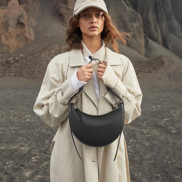 Borsa a Mezzaluna, Design di Nicchia, Borsa a Spalla Singola a Tracolla, Borsa a Sella in Pelle da Sottobraccio