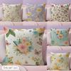 Spring Floral Cushion Cover Natural Linen Organic Fabric DoubleSided Printing Couch Pillow Covers Home Decor