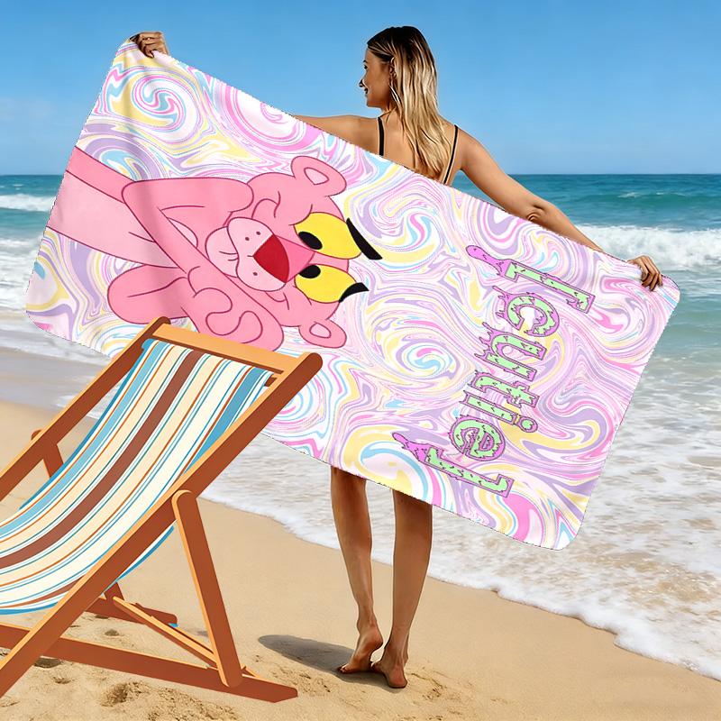 Pink Panther Print Beach Towel, Large Soft Quick Dry Towel for Beach Camping Swimming