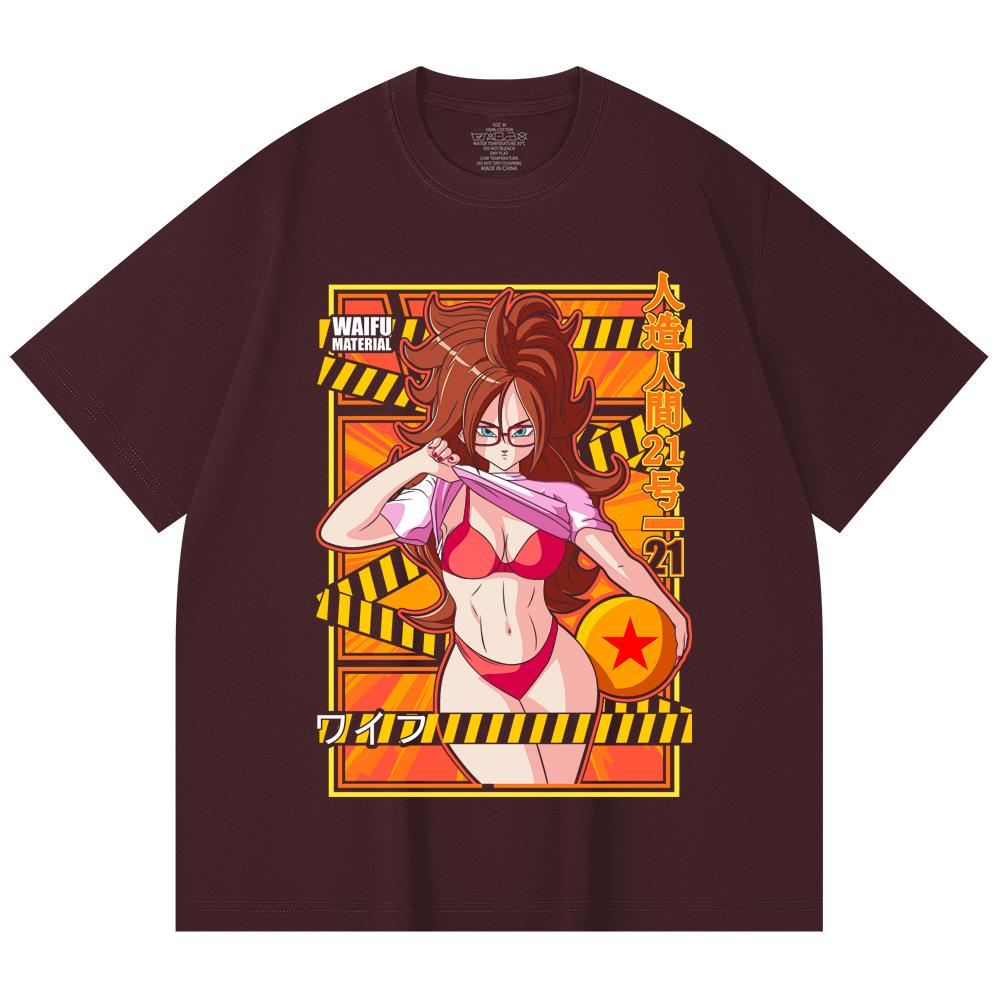 

230 Gsm 100% Cotton Dragon Ball V25 Android 21 Waifu Print Unisex Heavy Cotton T Shirt 2XL