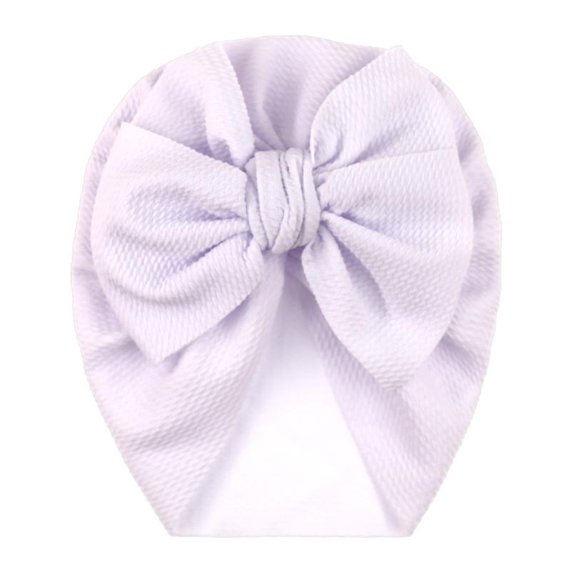 

Детская шапочка с большим бантом для девочек и мальчиков, однотонный тюрбан с бантом, повязки на голову для малышей, чепчик для детей, шапочка-бини, реквизит для фотосъемки новорожденных белый