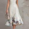 European and American digital printing elegant V-neck sleeveless casual dress women's new models