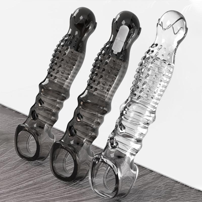 Penisvergrößerungshülse, Penisring, wiederverwendbare Kondome, Sexspielzeug für Männer, G-Punkt, Verzögerung der Ejakulation