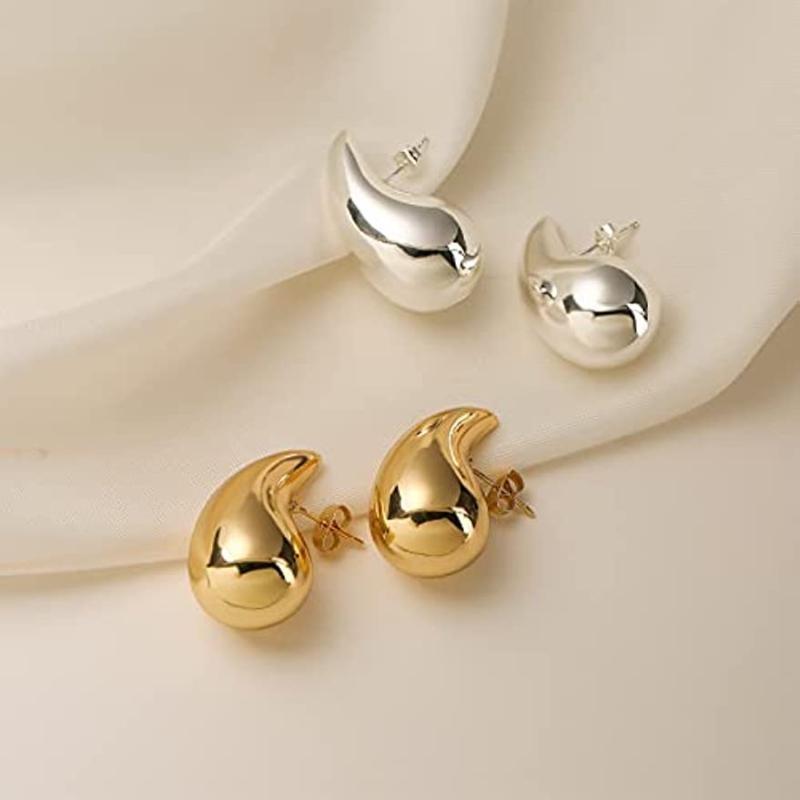 Chunky Gold Hoops Earrings for Women, Lightweight Drop Hoops Earrings with 18K Real Gold Plated Trendy Zircon for Girls Women