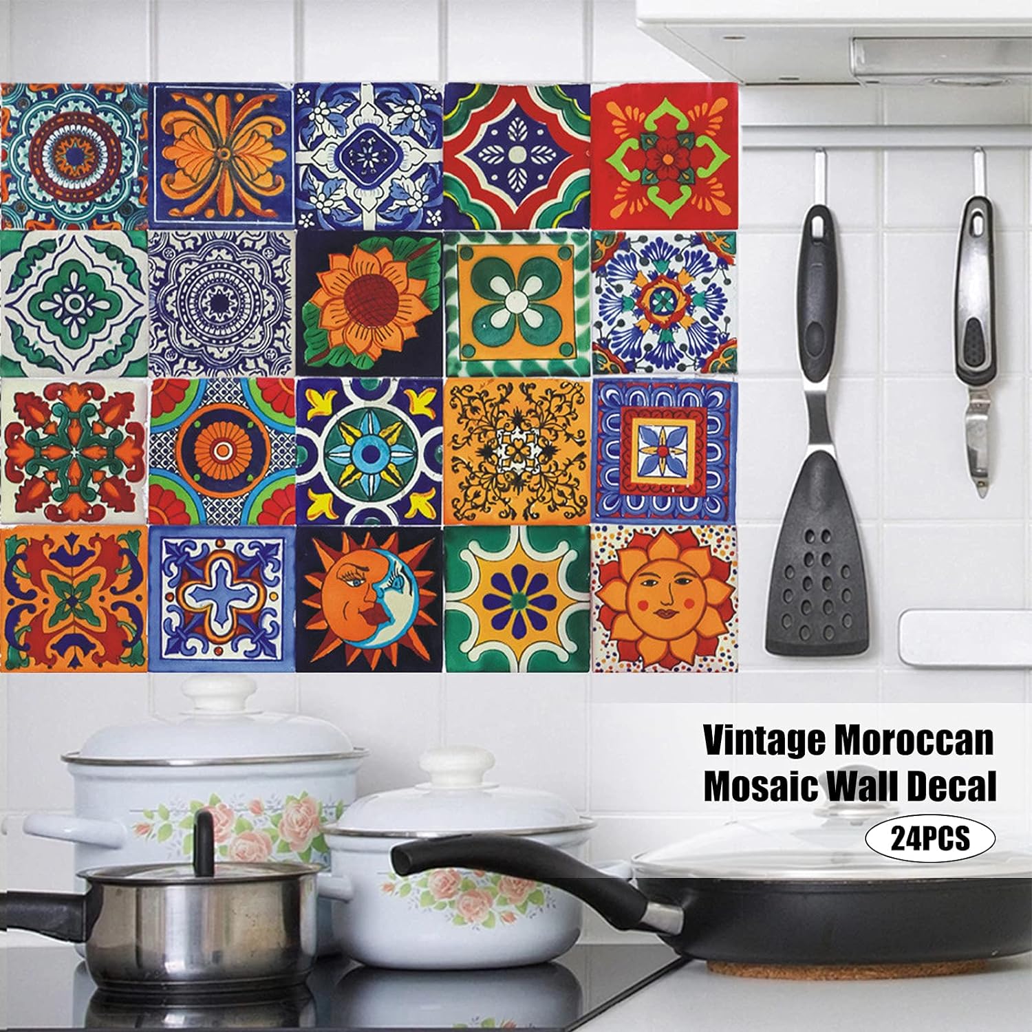 HORIWE Adesivi per piastrelle, 20 pezzi, in PVC, impermeabili, a prova di olio, autoadesivi, fai da te, cucina, bagno, decorazione per la casa
