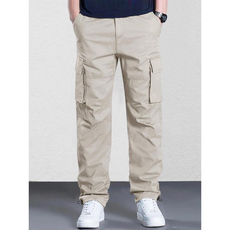 

Casual Overalls Men s Spring and Summer New Retro Straight-leg Pants Versatile Trousers M абрикосовый