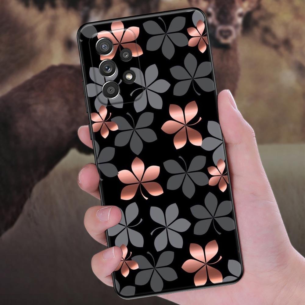 Pink Glitter Hearts Love Grass Leaf Phone Case For Samsung Galaxy A57 A56 A37 A55 A36 A26 A54 A52 A35 A34 A17 A16 A15 A07 Cover