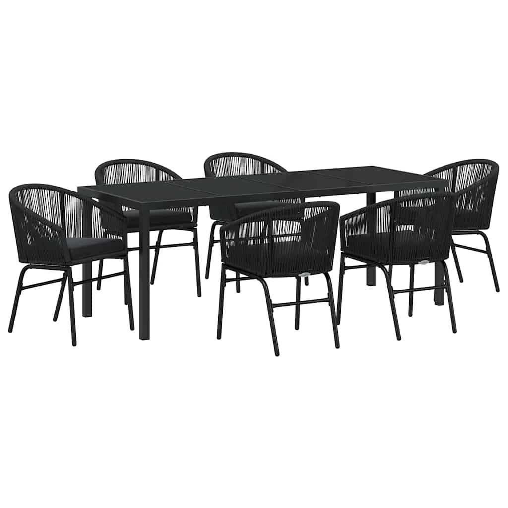 Garden Dining Set 7 pcs Black Powder Coated Steel