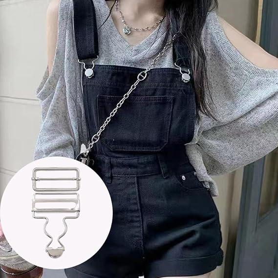 5 Sets Overalls Buckles Metal Suspender Replacement with Adjustable Slide Buckle for Jeans Suspender  Pants DIY Sewing Supplies