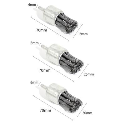 Wire Wheels Brush 3 Pcs Knotted Wire End Brush Sizes 0.7'' 1.0'' 1.2'' 1/4 Inch Round Shank Drill