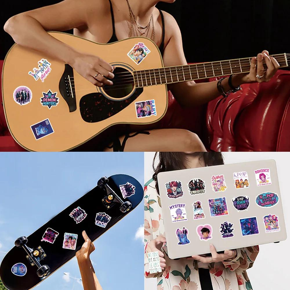 50pcs New KPop Demon Hunters Movie Stickers Cool Graffiti Waterproof Decals Children's Toys DIY Scooter Diary Scrapbook