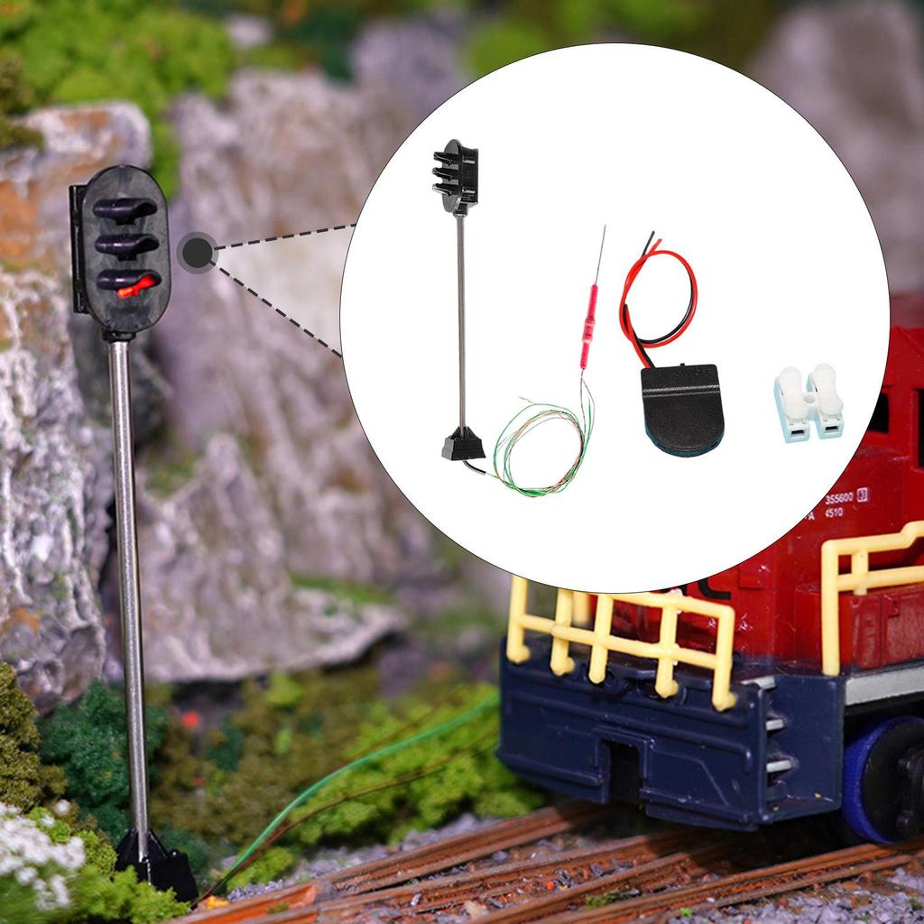 Model Train Traffic Lights Crossing Sign Micro Landscape Light for Fairy Garden