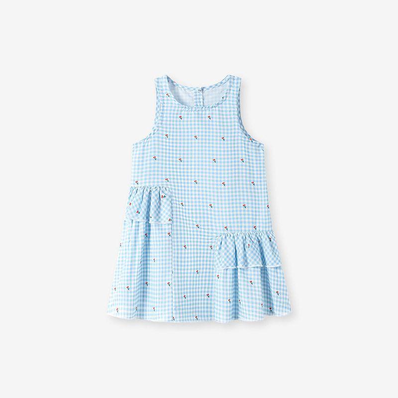 Summer Sleeveless Girls Tank Dress, Cute Baby Dress, Plaid Children s Dress, European and American Export Children s Dress Ks088 7Y (140cm)