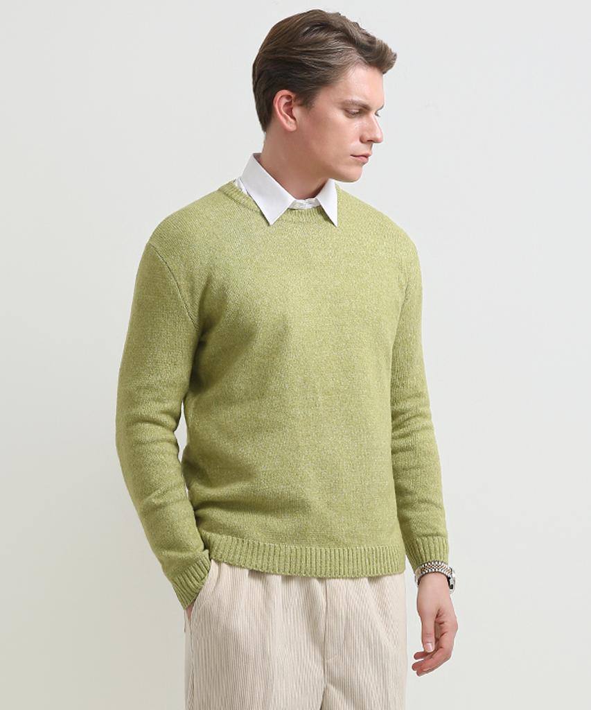 Seuteulaikeu Fine Blend Classic Crew Neck Knit (Lime Green)