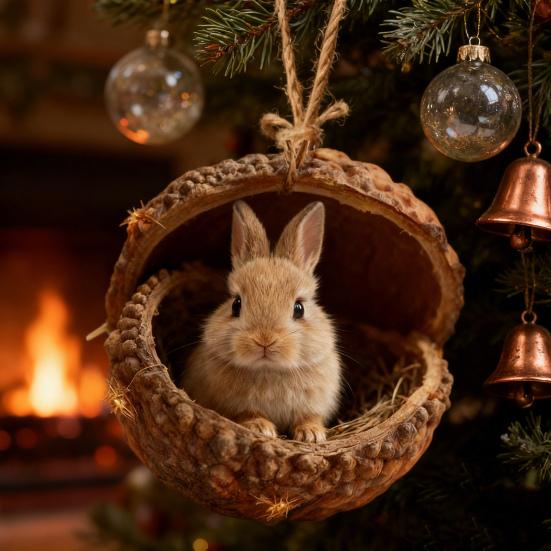 10 Stück Waldtier Eichel Ornamente Gemütliches Wald Weihnachtsornament 2D Acryl Tannenzapfen Tier Weihnachtsbaum Hängeornamente für Heimdekoration