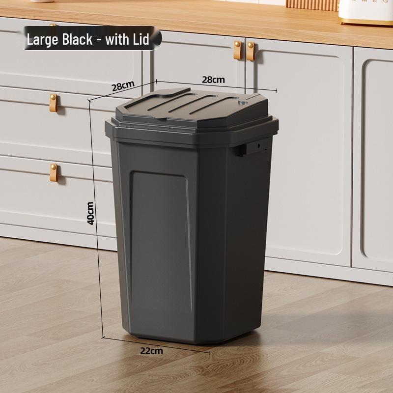 Extra Large Household Trash Bin with Lid for Kitchen, Bathroom, Hotel, or Outdoor Use