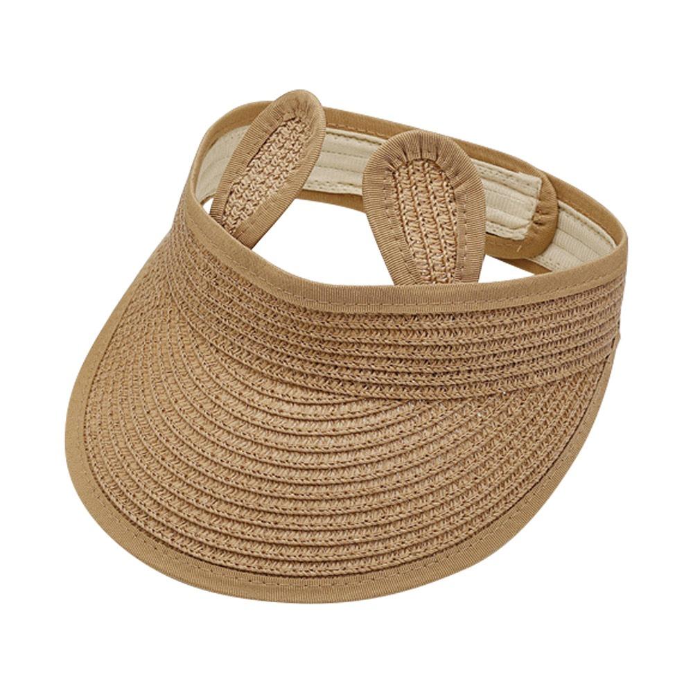 Bear Ears Kids Empty Top Hat UV Protection Straw Cap Lightweight Baby Sun Hat Boys & Girls