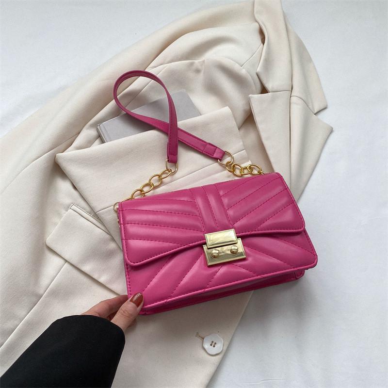 

Chic European And American Style Small Square Bag Trendy Commuter Bag For Women Яскраво-рожевий