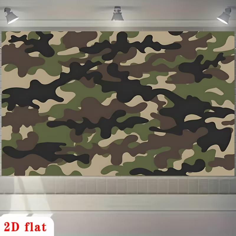

2D Woodland Camo Themed Birthday Photo Background Banner 47.2x31.5inch/120*80cm