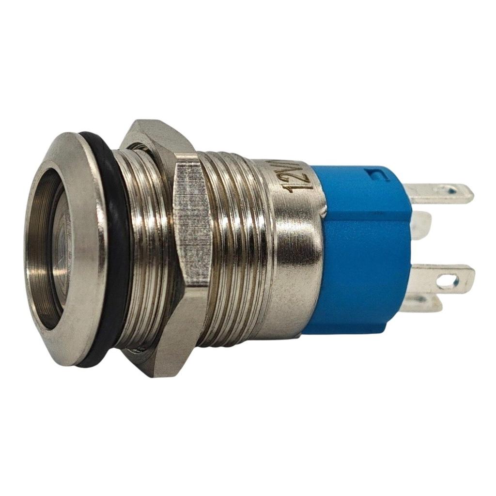 Włącznik świateł przeciwmgielnych LED 12mm chrom chwilowy + gniazdo