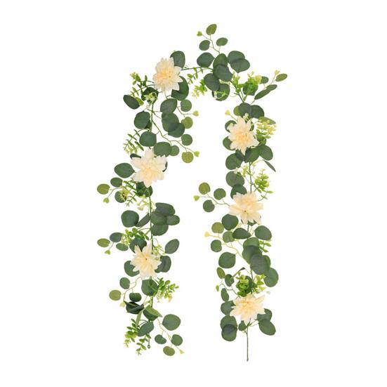 Artificial Eucalyptus Garland with Flowers Faux Floral Greenery Garland for Wedding Table Centerpiece Party Ceremony