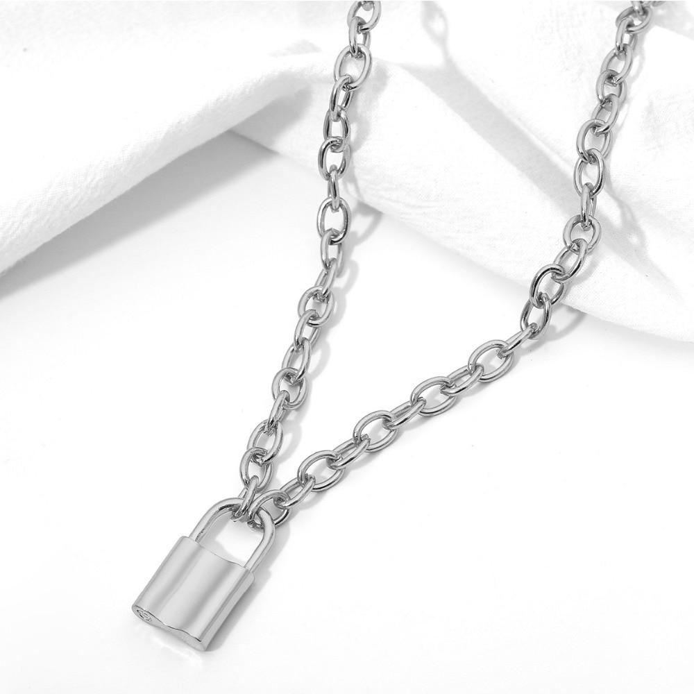 Fashion Lock Link Chain Padlock Pendant Necklace Women Men Trendy Punk Necklace