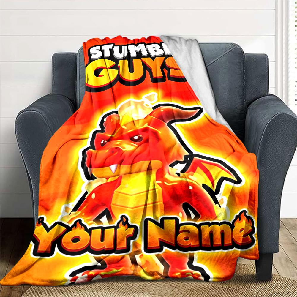 Stumble Guys Customize Your Name Blanket Gift Customizable Blanket Soft & Cozy Great for Couch Bed Seaside Living Room Ideal for All Seasons