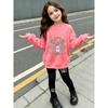 Girls' Child God Letter Casual Comfortable Soft Loose Pullover Sweatshirt and Leggings 2-Piece Set, New Autumn/Winter, Playful, Sweet and Cool Style